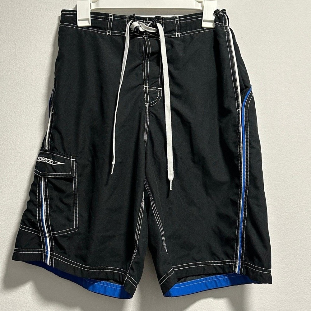 Vintage Speedo Swim Trunks Mens Small 90s Rare Retro Colorblock Board Shorts Blu